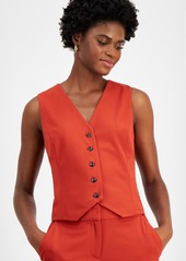 Tahari Asl Women's Crepe Button-Front V-Neck Vest - Brick