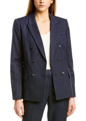 Tahari ASL Women's Double Breasted Pinstripe Blazer with Patch Pockets  10P