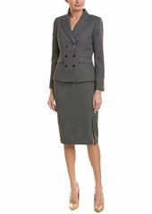 Tahari ASL Women's Double Brested Skirt Suit with Flap Pocket