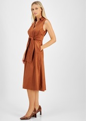 Tahari Asl Women's Faux-Suede Dress - Walnut