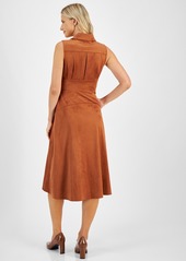 Tahari Asl Women's Faux-Suede Dress - Walnut