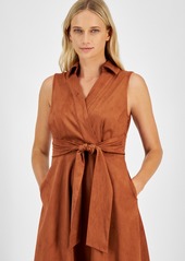 Tahari Asl Women's Faux-Suede Dress - Walnut