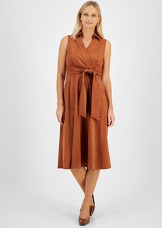 Tahari Asl Women's Faux-Suede Dress - Walnut