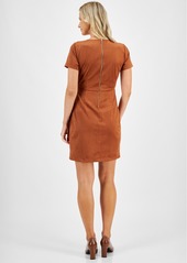 Tahari Asl Women's Faux-Suede Sheath Dress - Walnut