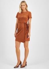 Tahari Asl Women's Faux-Suede Sheath Dress - Walnut