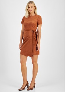 Tahari Asl Women's Faux-Suede Sheath Dress - Walnut