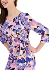 Tahari Asl Women's Floral-Print Ruched Sheath Dress - Lavender Multi