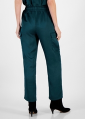 Tahari Asl Women's High Rise Drawstring-Waist Cargo Pants - Juniper