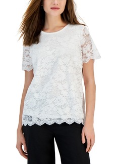 Tahari Asl Women's Lace Short-Sleeve Top - Ivory