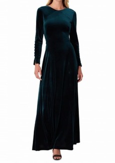 Tahari ASL Women's Long Sleeve V-Back Velvet Gown