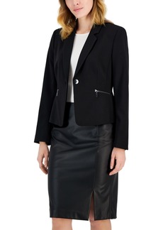 Tahari Asl Women's Long-Sleeve Zip-Pocket Blazer - Black