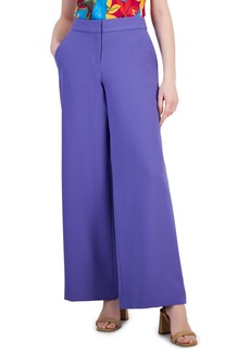 Tahari Asl Women's Mid Rise Front-Zip Wide-Leg Pants - Blue Violet