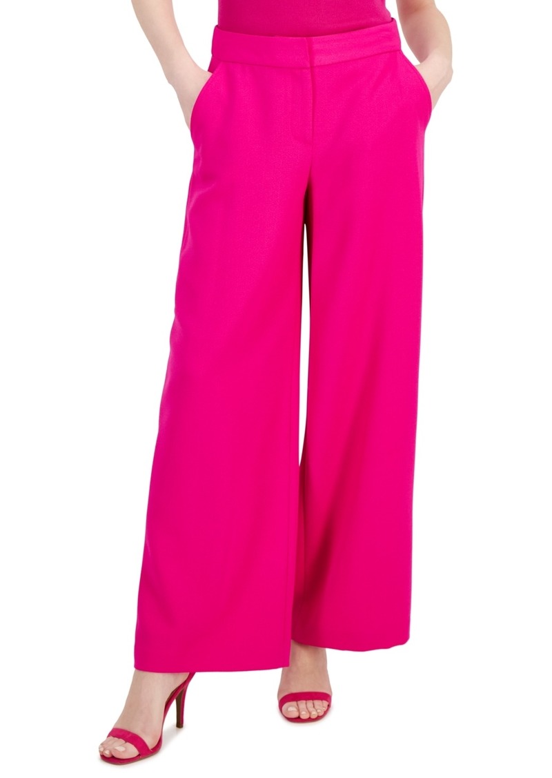 Tahari Asl Women's Mid-Rise Wide-Leg Career Pants - Shocking Pink