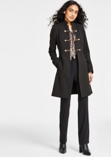 Tahari Asl Womens Military Long Sleeve Topper Jacket Printed Tie Neck Sleeveless Top Mid Rise Zip Front Bootcut Pants