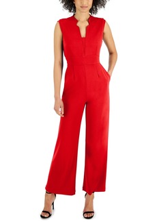 Tahari Asl Women's Notch-Neck Sleeveless Jumpsuit - Flame