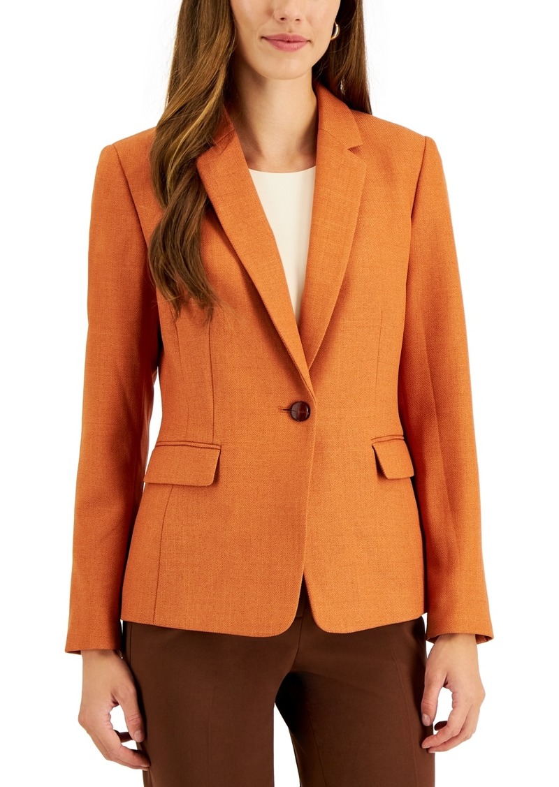 Tahari Asl Women's Peak-Lapel Single-Button Long-Sleeve Blazer - Burnt Oran