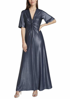 Tahari ASL Women's Elbow Sleeve V-Neck Knot Front Gown