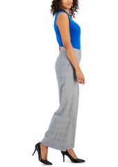 Tahari Asl Women's Plaid Mid-Rise Wide-Leg Full-Length Pants - Grey/blue