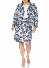 Tahari ASL Women's Plus Size Nested 4 Button Jacquard Jacket and Pencil Skirt  16W