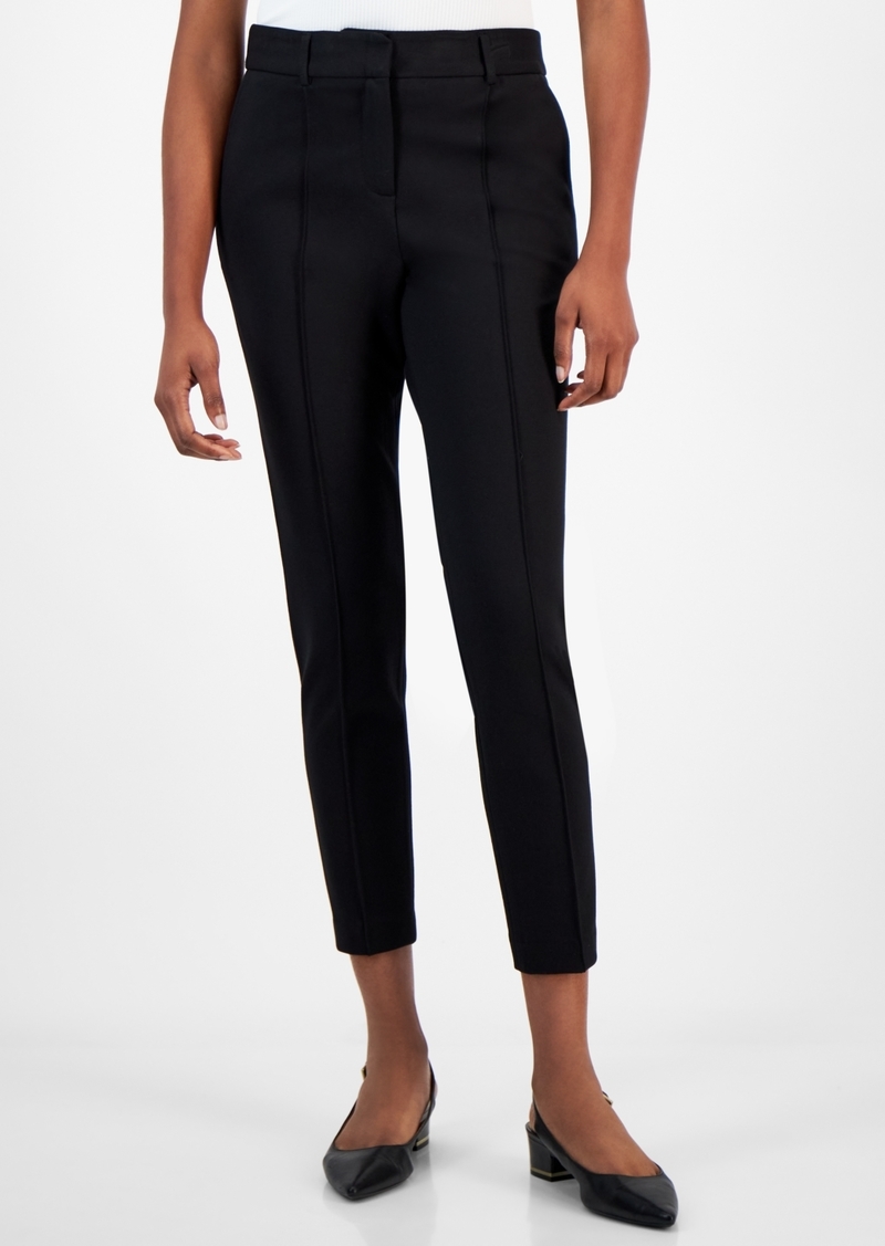 Tahari Asl Women's Ponte Seamed-Front Ankle Pants - Black