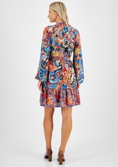 Tahari Asl Women's Printed Fit & Flare Dress - Brick/mult