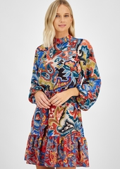 Tahari Asl Women's Printed Fit & Flare Dress - Brick/mult