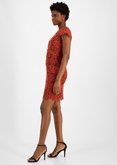 Tahari Asl Women's Round-Neck Lace Short-Sleeve Sheath Dress - Brick/espr