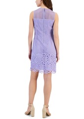 Tahari Asl Women's Round-Neck Sleeveless Lace Sheath Dress - Lavender