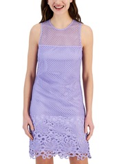 Tahari Asl Women's Round-Neck Sleeveless Lace Sheath Dress - Lavender