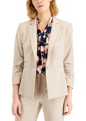 Tahari Asl Women's Ruched-Sleeve One-Button Blazer - Salmon