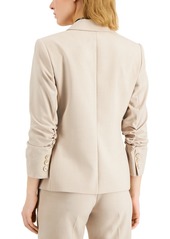 Tahari Asl Women's Ruched-Sleeve One-Button Blazer - Sand