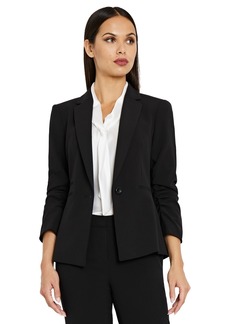 Tahari Asl Women's Ruched-Sleeve One-Button Blazer - Black