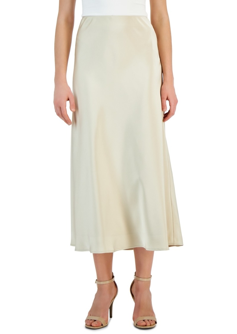 Tahari Asl Women's Satin Midi Skirt - Sand