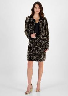 Tahari Asl Womens Sequin Hook And Eye Blazer Sequin Pencil Skirt