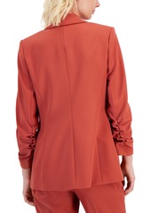 Tahari Asl Women's Shawl-Collar Scrunched-Sleeve Blazer - Desert Rose