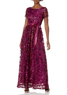 Tahari ASL Women's Short Sleeve Lace Gown