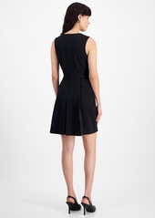 Tahari Asl Women's Sleeveless Button A-Line Dress - Black