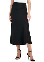 Tahari Asl Women's Solid Satin Side-Zip Midi Skirt - Sand