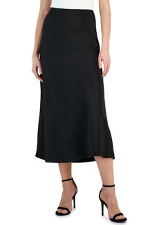 Tahari Asl Women's Solid Satin Side-Zip Maxi Skirt - Black