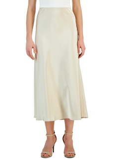 Tahari Asl Women's Solid Satin Side-Zip Maxi Skirt - Sand