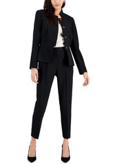 Tahari Asl Women's Stand Collar Button-Front Pantsuit - Bordeaux