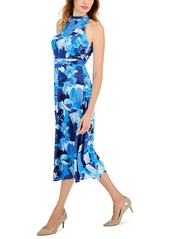 Tahari Asl Women's Tie-Back Sleeveless Midi Dress - Blue Multi