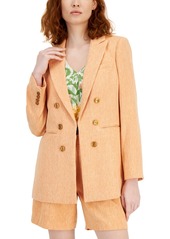 Tahari Asl Women's Tweed Notched-Lapel Boyfriend Blazer - Salmon