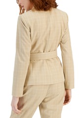 Tahari Asl Women's Uneven-Hem Printed Belted Blazer - Sand/salmon