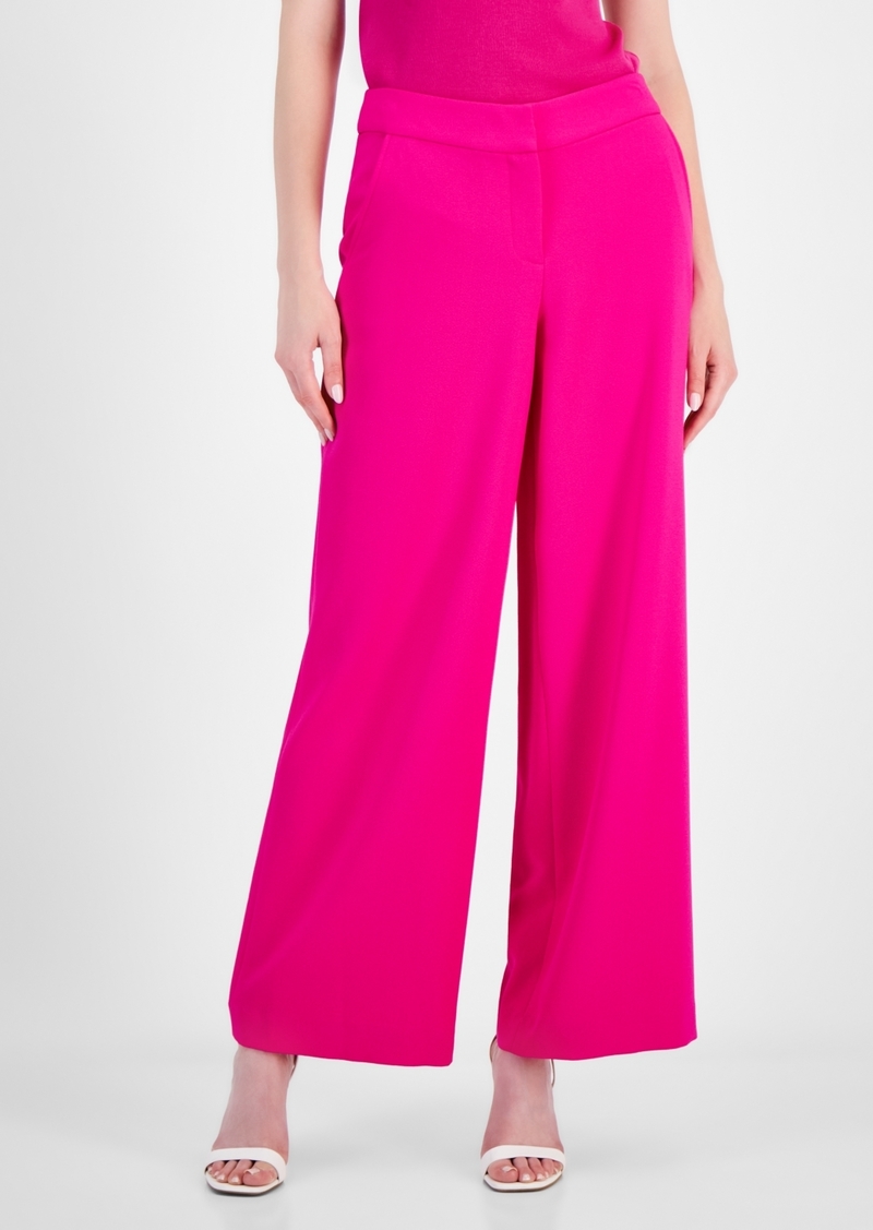 Tahari Asl Women's Wide-Leg Mid-Rise Pants - Shocking P