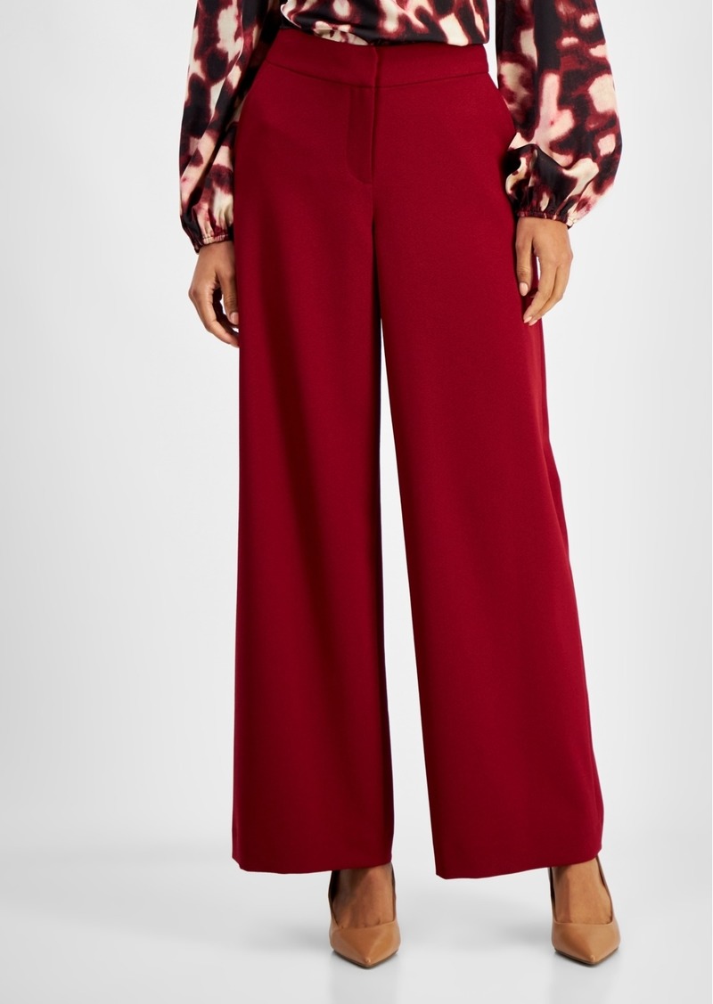 Tahari Asl Women's Wide-Leg Mid-Rise Pants - Mulberry