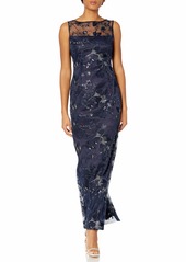 Tahari by Arthur S. Levine Women's Embroidered Lace Column Gown