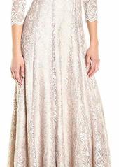 Tahari by Arthur S. Levine Women's Long Sleeve Stretch Lace Gown