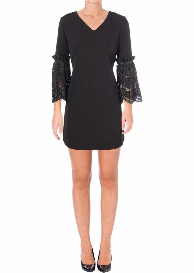 Tahari by Arthur S. Levine Women's Petite Size V Neck Shift Dress with Lace Bell Sleeve Details  6P