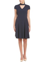 Tahari by Arthur S. Levine Women's Short Sleeved A-line Dress with Neck Detail